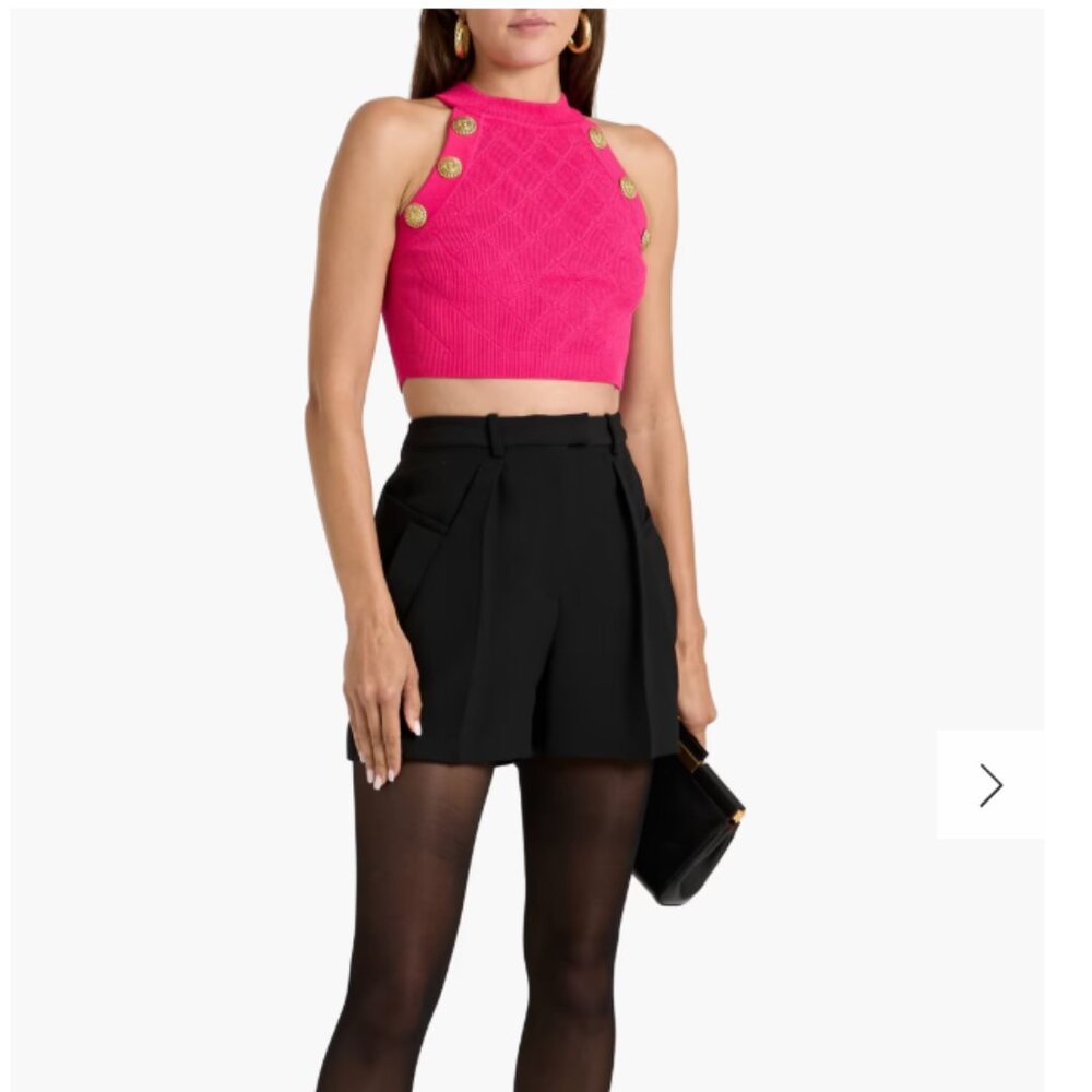 Pegasi Hot Pink Crop Top with Lion Button‎ Detail Size S